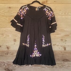 Free People Black Pavlo Embroidered Dress Size XS